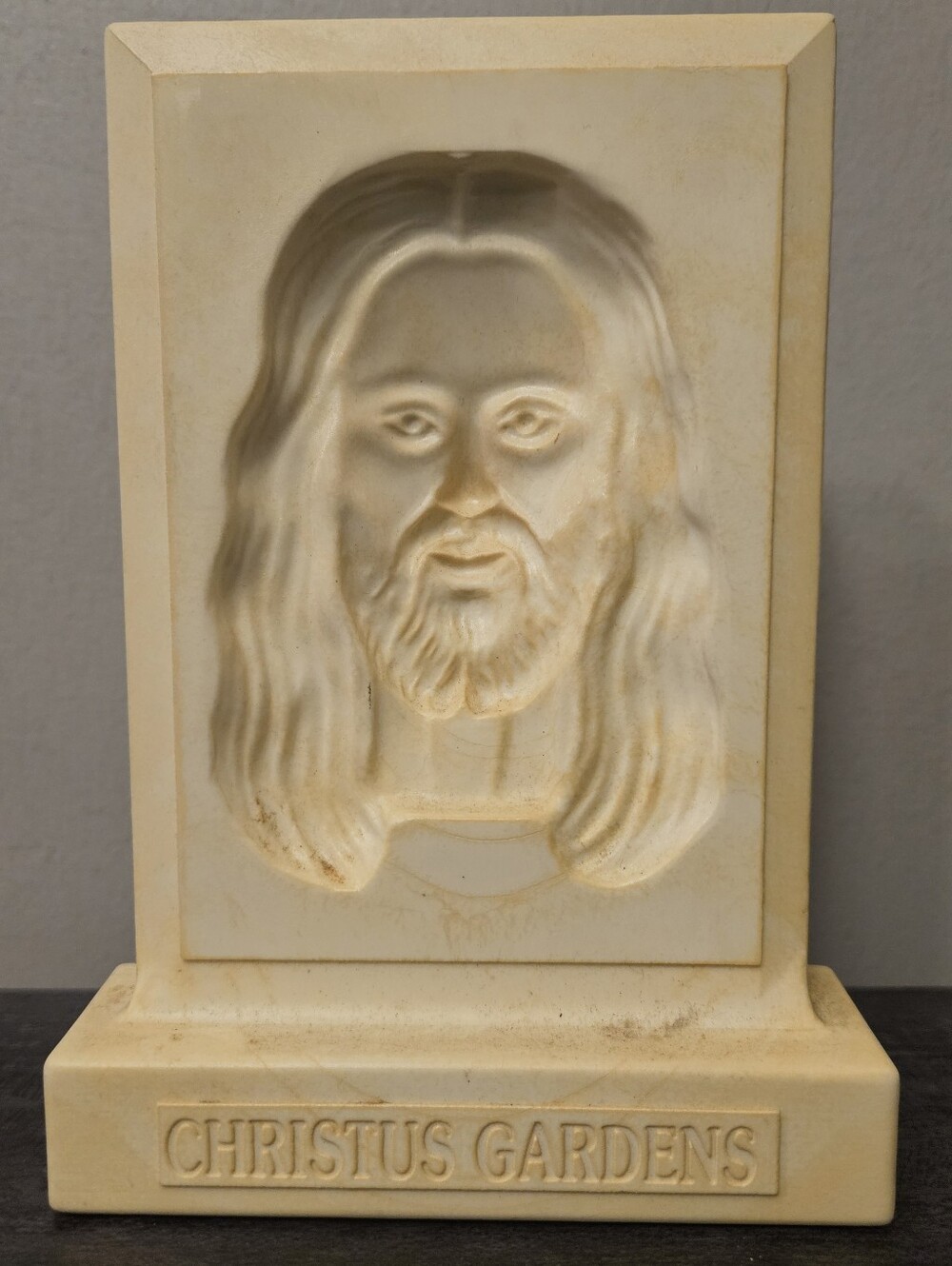 Vintage Christus Gardens Gatlinburg TN Jesus Face Optical Illusion Statue Plaque